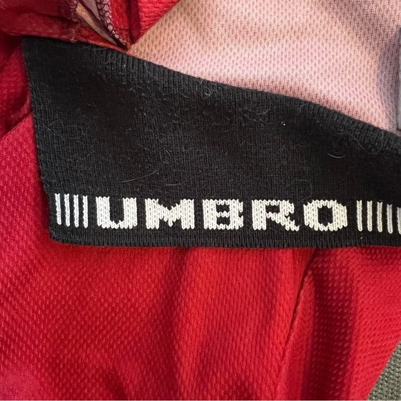 Vintage Umbro 90s Red Referee Soccer Jersey | Abstract Geometric Football Shirt - Picture 5 of 9